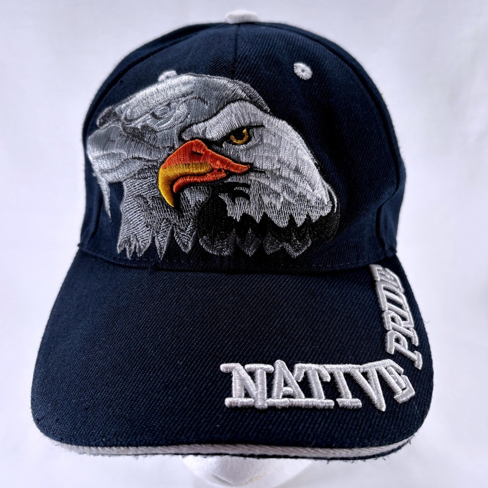 Native Pride Navy Blue 3D Embroidered Bald Eagle & Shadow Eagle Baseball Cap